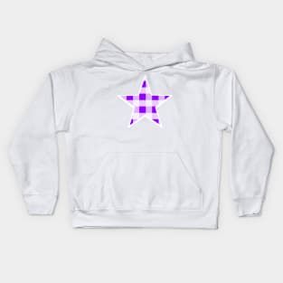 Purple and White Buffalo Plaid Star Kids Hoodie